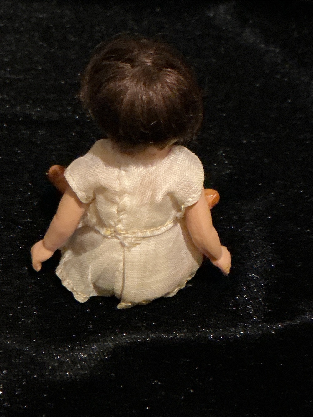 Vintage Small Bisque Doll in White Dress - Picture 5 of 6